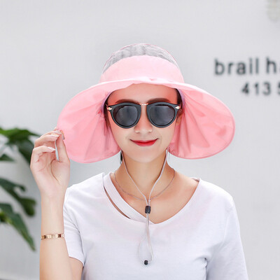 

Cap children summer sun hat Korean version sun cap anti-ultraviolet folding face outdoor sunscreen big beach cap