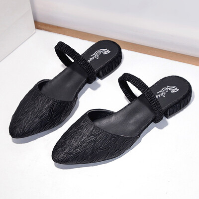

Spring pointed slippers women flat bottom Baotou half slippers Joker fashion women wearing low heel sandals