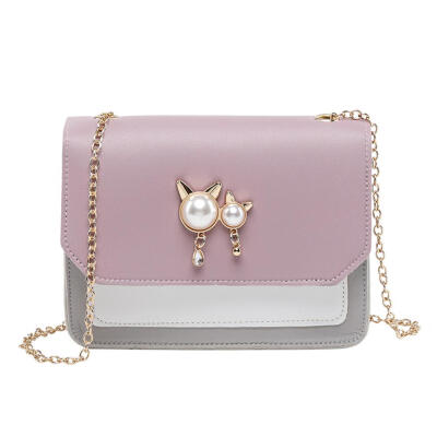 

Pearl Decor Flap Shoulder Handbags PU Leather Women Chain Crossbody Bags