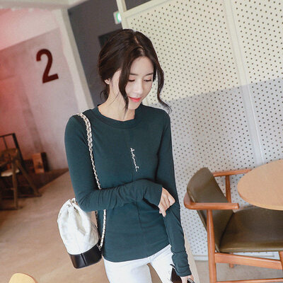 

Autumn Women O Neck T Shirt Letter Print T-shirt Casual Long Sleeve Tops Tee Female Tops All Match Tops Tee Tshirt Femme