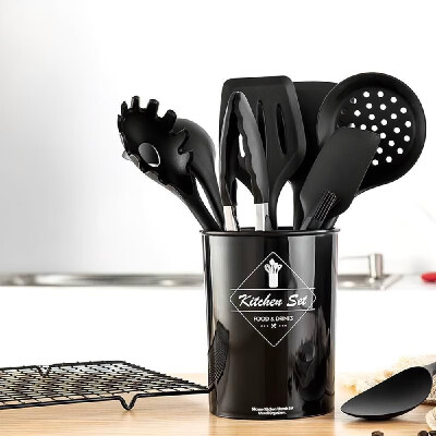 

Kitchen Utensils Set 9Pcs All Over Silicone Non-stick Barreled Cooking Utensils Set Silica Gel Utensil Kitchenware Set