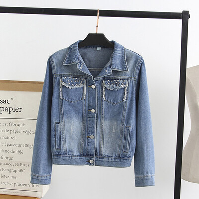 

Toponeto Womens Loose Vintage Washed Denim Jacket Long Sleeve Outerwear Coat