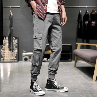 

Tailored Mens New Fashion Casual Cotton Elastic Waist Multiple Pockets Loose Jeans Pants