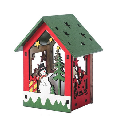 

Festival Glowing Small Wooden House Christmas Tree Decorations For Home Hanging Ornaments Holiday Nice Xmas Gift Wedding