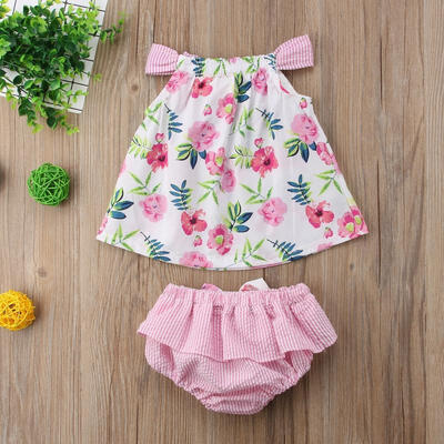 

Hot fashion Newborn Toddler Infant Baby Girl Clothes Bowknot TopsPants Outfits Sets