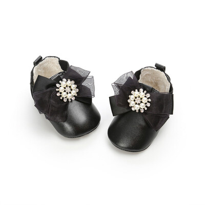 

Winter Baby Girl PU Bow Flower Design Boots Casual Shoes Newborn Cute Non-slip Soft Sole Shoe