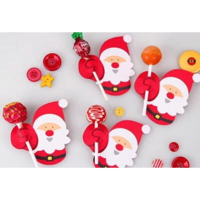 

50pcs Santa Claus Penguin Lollipop Christmas Paper Card Candy Xmas Party Decor