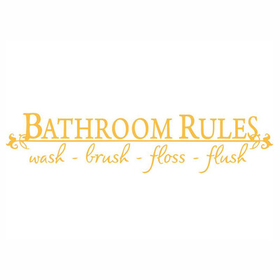 

Toponeto BATHROOM RULES Wash Brush Floss Flush Quote Saying Wall Sticker For Bathroom