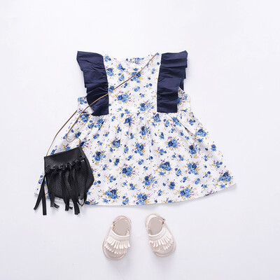 

Summer Casual Robes Baby Girls Print Floral Pattern Fly Sleeve Dress Kids Toddler Pageant Cotton Sundress For 0-18 Months