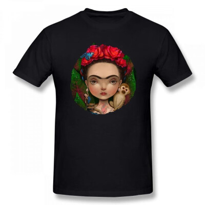 

Frida Kahlo Cotton Youth Men Stylish T Shirt T-Shirt Short Sleeves Black