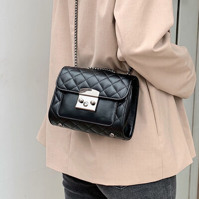 

Advanced sense small bag handbag 2019 new foreign air shoulder Messenger bag chic fashion wild rhombic chain bag