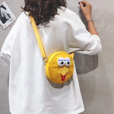 

Cute bag female 2019 new wave Korean version of the wild Sesame Street shoulder Messenger bag cartoon canvas small round bag Meng