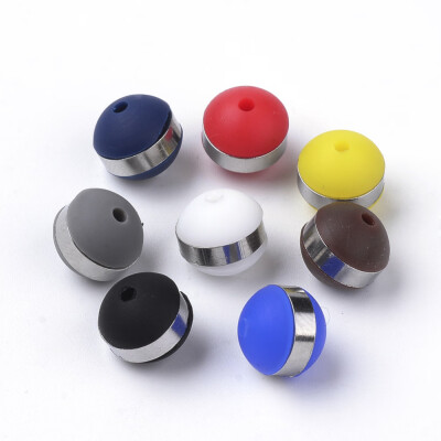 

Silicone Beads with 304 Stainless Steel Findings Round Mixed Color 8mm Hole 15mm