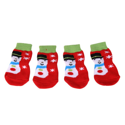 

4pcs Pet Dog Christmas Soft Cotton Anti-slip Knit Weave Warm Sock Skid