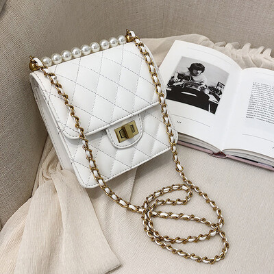 

Qiao Bani 2019 new Korean fashion Dongdaemun pearl small square bag shoulder diagonal tide handbags a generation