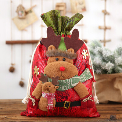 

Gobestart Cute Christmas Decorations Candy Gift Bag Imitation Bark Cartoon Doll Snowman
