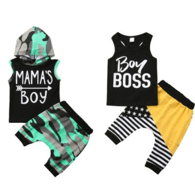 

US Fashion Newborn Toddler Baby Boys Vest Tops T-shirtHarem Pants Outfits 2pcs