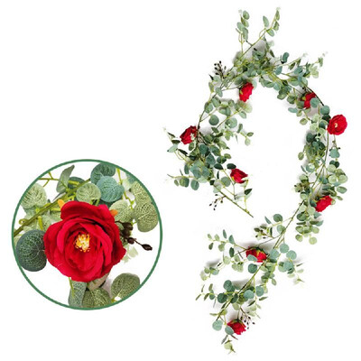 

Christmas Artificial Hanging Vines Natural Artificial Plants Leaves Flower Rose Wall Door Realistic Fake Garland Leaves Spring Le