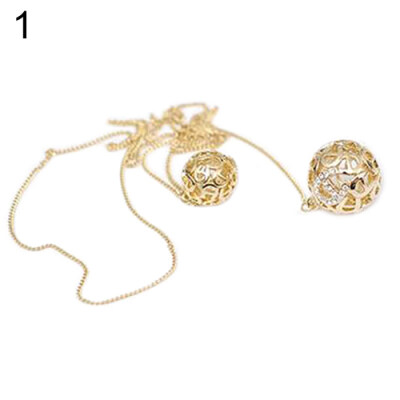 

Women Crystal Lucky Double Hollow Balls Pendants Sweater Long Chain Necklace