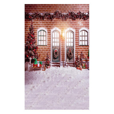 

3x5ft Christmas House Retro Vinyl Studio Photo Backdrop Photography