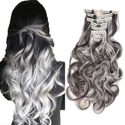 

8 PcsSet Fashion Long Curly Wavy Straight Clip In Hair Extension Sexy Heat Resistant Party Hair Natural Synthetic Hair For Women