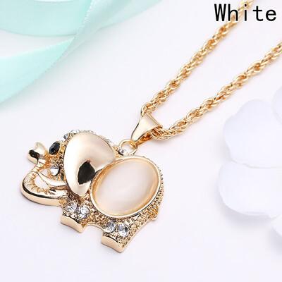 

Cute Elephant Colorful Necklace - Hot Sale Fashion Thailand Stone Buddha Sweater Chain Opal White Elephant Necklace Pendant