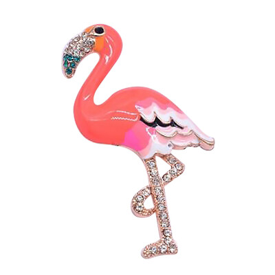 

New Design Alloy Red Enamel Flamingo Bird Brooches Women Mens Metal Animal Brooch Pins Banquet Broche Gift Scarf Buckle