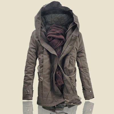 

Mens Winter Military Long Trench Coat Jacket Hooded Thick Parka Outwear Overcoat