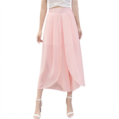 

Gobestart Fashion Womens Plus Size High Waist Loose Casual Pants Wide Leg Chiffon Trousers