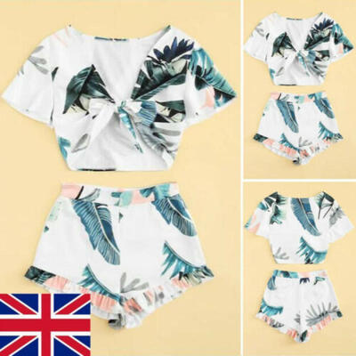

Casual Women Summer Floral Short Sleeve Tops&Shorts Ladies Outfits Set