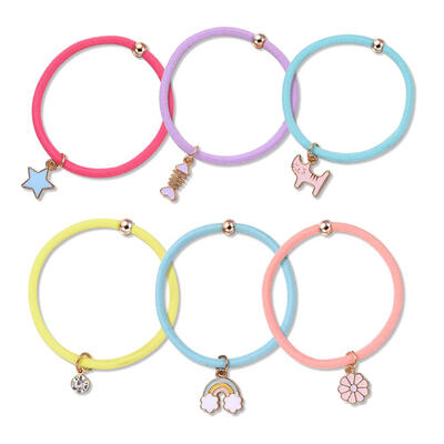 

6pcs Hair Ring Elastic Rubber Band Cat Headband Pendant Women Hair Jewelry