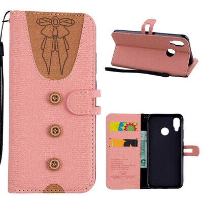 

MOONCASE Huawei P20 Lite stitching embossed womens leather case - powder