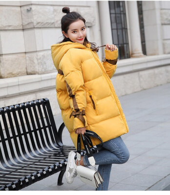 

2018 Korean version of students with cap&bread clothing winter chic loose thickened in bf long down jacke