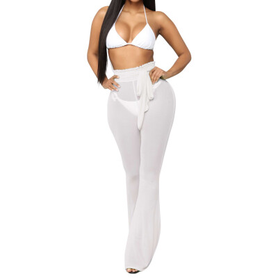 

Women Beach Mesh Sheer Bikini Cover Up Swimwear Transparent Long Pants Trousers