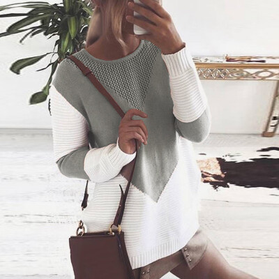 

Womens Casual Long Sleeve Hollow Knitted Sweater Round Neck Loose Pullover Tops