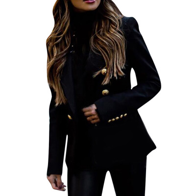 

Toponeto Fashion Women Solid Buttons Long Sleeve V-Neck Lapel Cardigan Suit Coat