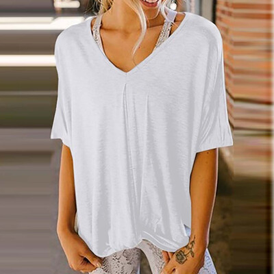 

Starmoon Women Girls Plus Size Solid Color Print Short Sleeved T-shirt Blouse Tops