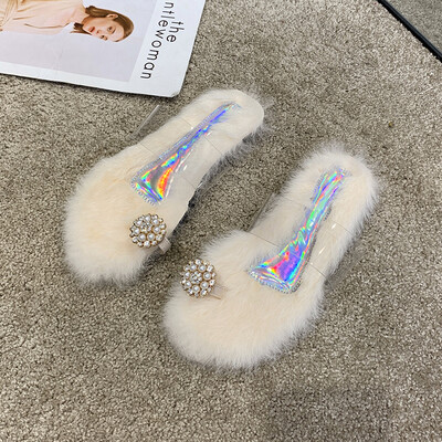 

Fallwinter Korean version of toe rabbit fur fashion Joker sandals sandals&womens shoes fashion women