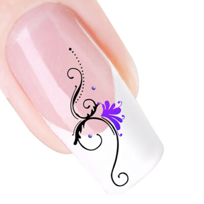 

Toponeto 5pcs 3D Design Purple Flower Nail Tip Art Water Transfers Decal Sticker