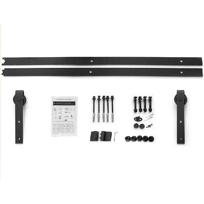 

8FT Heavy Duty Sturdy Sliding Barn Wood Door Basic Sliding Track Rail Hardware Kit Antique Style Super Smoothly&Quiety POM Pul