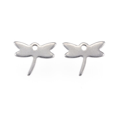 

304 Stainless Steel Charms Dragonfly Stainless Steel Color 12x15x1mm Hole 15mm