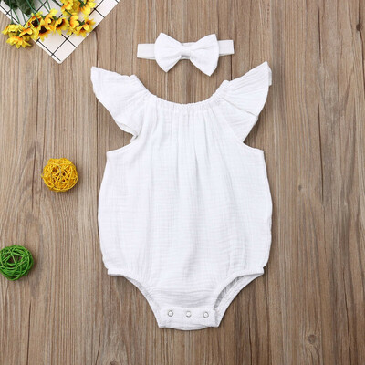 

Newborn Baby Girls Ruffle One-Pieces Romper Bodysuit Jumpsuit Outfits Sunsuit