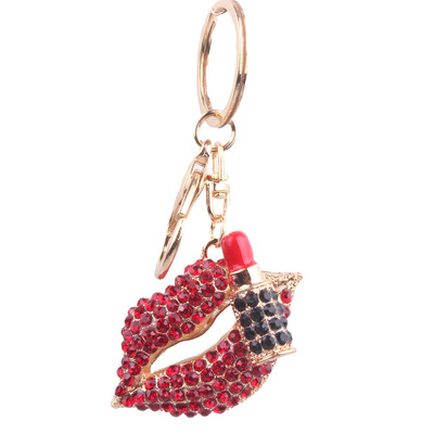 

Car Charm Red Lips Red Diamond Keychain Amazon Explosion Bags Mobile Phone Accessories