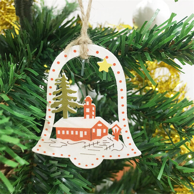 

Toponeto 10Pcs DIY Cartoon Craft Christmas Xmas Wood Chip Hanging Ornaments Decor