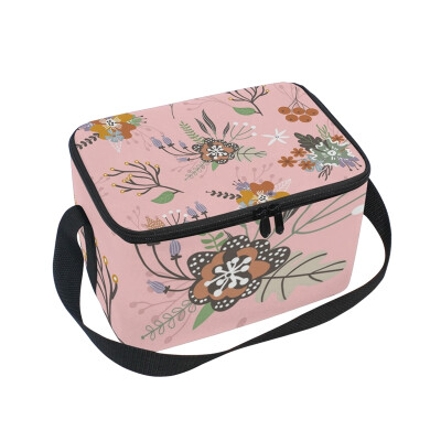 

ALAZA Insulated Lunch Box Pink Garden Lunch Bag for Men Women Portable Tote Bag Cooler Bag