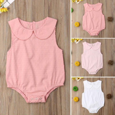 

UK STOCK Newborn Baby Girl Summer Solid Romper Bodysuit Jumpsuit Outfits Clothes
