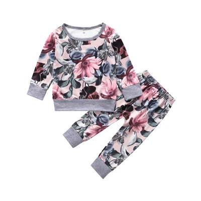 

Baby Girl Floral Printing Long Sleeve Top And Trousers Kit Kids Cotton Two-piece Outfit Soft Set Cute Baby Girl Clothes 0-3Y