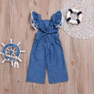 

Toddlers children girls summer straps underwear trousers jeans clothes&pockets