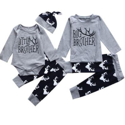 

US Stock Infant Baby Little Brother Romper Big T-shirt Top Matching Outfits