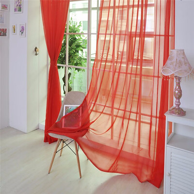 

1 PCS Pure Color Tulle Door Window Curtain Drape Panel Sheer Scarf Valances